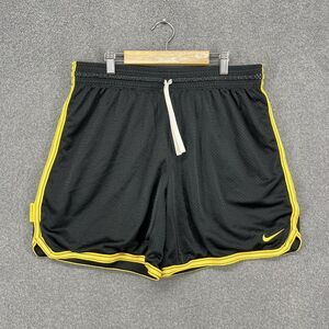 Nike Dri-FIT LIVESTRONG Shorts Women Medium Black Yellow Athletic Mesh Polyester